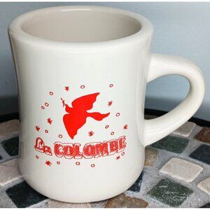 LA COLOMBE Coffee Mug 10oz Thick Walled Diner Holiday Restaurant Ware Retro